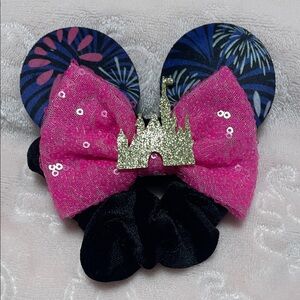 Pink and BlackHair Accessory with Castle Design